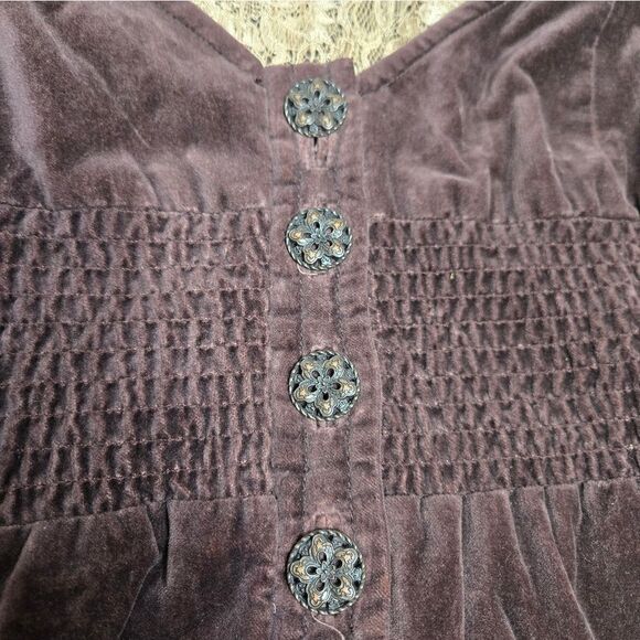 ANTHROPOLOGIE Elevenses Y2K archive waxwing brown velvet peplum crop jacket 4 - Picture 4 of 11